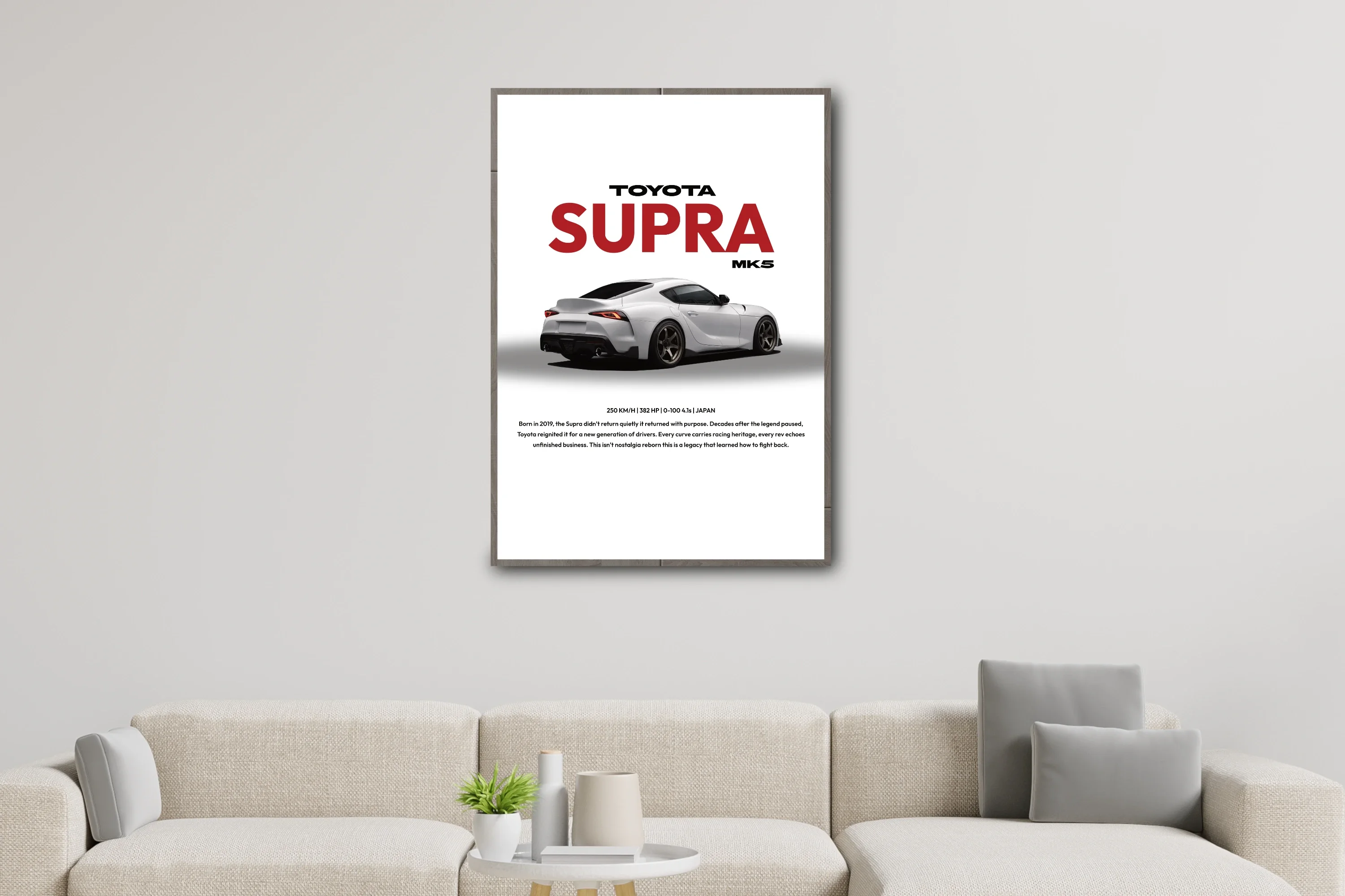 Framed poster in interior